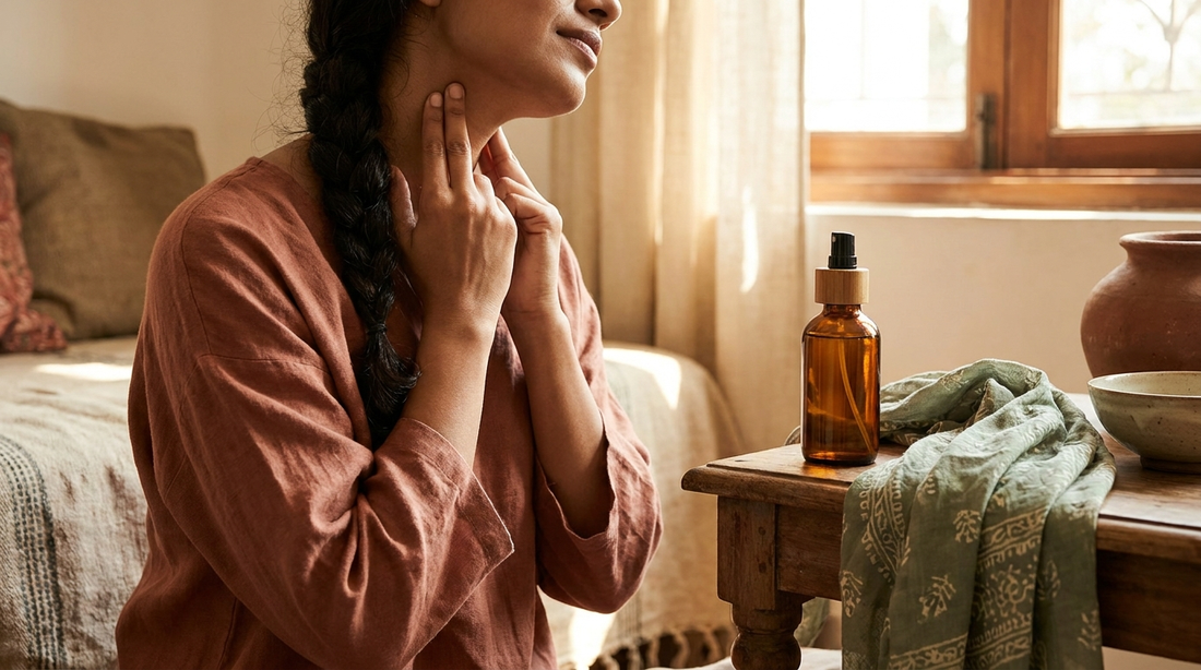 मान आणि खांद्यांच्या ताणासाठी मॅग्नेशियम स्प्रे मालिश