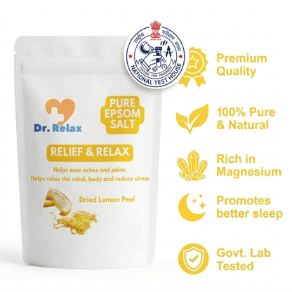 Dr.Relax NTH Govt certified lemon peel epsom salt foot soak — cracked heels foot odour skin brightening India 850g