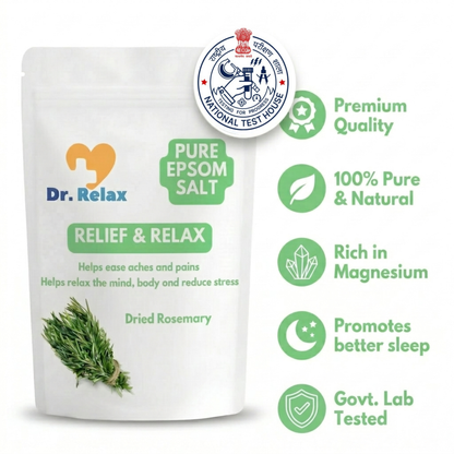 Dr.Relax NTH Govt certified rosemary epsom salt foot soak — joint pain jodon ka dard foot pain and circulation India 850g